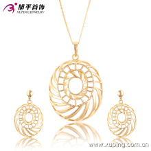 63668 Xuping Eco-friendly special designs popular oval shaped 18k gold plated two pieces jewelry set